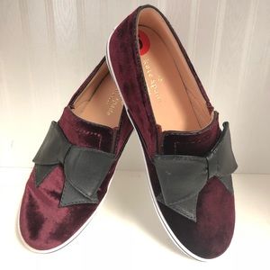 Kate spade velvet bow slip ons